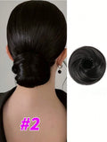 Daiiibabyyy  Adjustable Synthetic Bun Ponytail Wig For Women Magic Bird's Nest Shaped Hair Bun With Circle Elastic Clips Straight Donut Updo