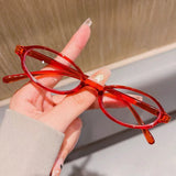Daiiibabyyy  Women Retro Oval Glasses Y2K Japanese and Korean Girls Red Green Frame Glass Eyewear Decorative Computer Anti-blue Eyeglasses