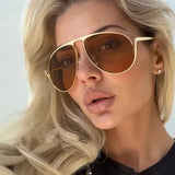 Daiiibabyyy  Punk Sunglasses Oversized Oval Pilot Metal Sun Glasses for Beach Travel Women Men Outdoor Driving Shades Frog Sunglasses UV400