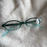 Daiiibabyyy  Women Retro Oval Glasses Y2K Japanese and Korean Girls Red Green Frame Glass Eyewear Decorative Computer Anti-blue Eyeglasses