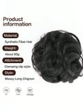 Daiiibabyyy  Synthetic Hair Bun Extensions For Women Messy Claw Clip Chignon Ponytail Hairpieces For Daily Use And Party Wear Wavy Curly Hair