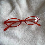 Daiiibabyyy  Women Retro Oval Glasses Y2K Japanese and Korean Girls Red Green Frame Glass Eyewear Decorative Computer Anti-blue Eyeglasses