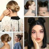 Daiiibabyyy  Straight Synthetic Messy Bun Hair Piece Natural Looking Chignon Hair Extension With Mini Rubber Band Scrunchies Donut Wig Hair