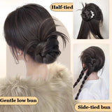 Daiiibabyyy  Synthetic Claw Clip Ponytail Extensions Messy Chignon Bun Ponytails Wavy Curly Hairpieces For Women Low Claw Clip In Hair Wig