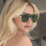 Daiiibabyyy  Punk Sunglasses Oversized Oval Pilot Metal Sun Glasses for Beach Travel Women Men Outdoor Driving Shades Frog Sunglasses UV400