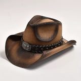 Daiiibabyyy  Summer cowboy straw hat for woman hand-woven hollow design imitation jade sapphire hat summer sun hat for man2022