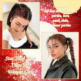 DAIIIBABYYY  -  12pcs Red Starfish Hair Clips Metal Anti-Slip Snap Hair Clips, Y2K New Year Christmas Party Hair Accessories