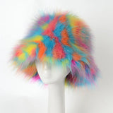 Daiiibabyyy  Women Winter Plush Thicken faux fur bucket hat curly fur Cold-proof Fisherman Hat Girls Fluffy Warm Fur Bucket Caps Panama Cap