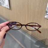 Daiiibabyyy  Women Retro Oval Glasses Y2K Japanese and Korean Girls Red Green Frame Glass Eyewear Decorative Computer Anti-blue Eyeglasses