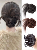 Daiiibabyyy  Elegant Flower Bud Synthetic Wig With Claw Clip For Women Messy Curly Scrunchie Chignon Bun Ponytail Extensions Low Bun Hair Wig