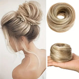 Daiiibabyyy  Straight Synthetic Messy Bun Hair Piece Natural Looking Chignon Hair Extension With Mini Rubber Band Scrunchies Donut Wig Hair