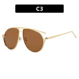 Daiiibabyyy  Punk Sunglasses Oversized Oval Pilot Metal Sun Glasses for Beach Travel Women Men Outdoor Driving Shades Frog Sunglasses UV400