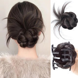 Daiiibabyyy  Synthetic Claw Clip Ponytail Extensions Messy Chignon Bun Ponytails Wavy Curly Hairpieces For Women Low Claw Clip In Hair Wig