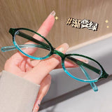 Daiiibabyyy  Women Retro Oval Glasses Y2K Japanese and Korean Girls Red Green Frame Glass Eyewear Decorative Computer Anti-blue Eyeglasses