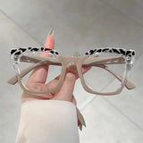 Daiiibabyyy  Fashion Cat Eye Glasses Women Patchwork Rim Optical Frames New Trendy Brand Design Blue Light Blocking Eyeglasses