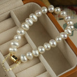 Daiiibabyyy Luxury Freshwater Pearl Bracelet Adjustable Big Pearl Beads Charm Bracelets Jewelry Gift French Vintage Jewelry Hand Chain Gifts