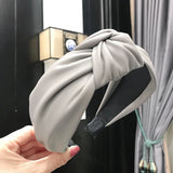 DAIIIBABYYY  -  Cross-border European and American hot style PU imitation leather knotted headband Fashion twisted wide-brimmed headband