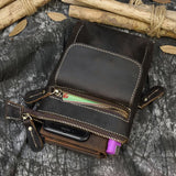 DAIIIBABYYY  -  Crazy Horse Leather Waist Belt Bag Multifunction Casual Daily wait pack Small Messenger Shoulder Bag mini Designer Phone Pouch