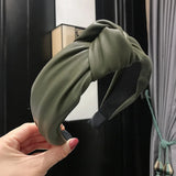 DAIIIBABYYY  -  Cross-border European and American hot style PU imitation leather knotted headband Fashion twisted wide-brimmed headband