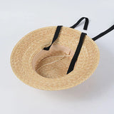 Daiiibabyyy  Fashion Women Summer Hat Wide Brim Beach Hat Ribbon Tie Wheat Straw Hat Outdoorsman Boater Hat Sun Protective Panama