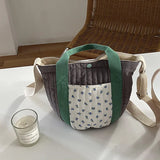 Daiiibabyyy Fashion Smile Women Picnic Bucket Bags Vintage Design Ladies Canvas Shoulder Handbags Eco Reusable Cotton Large Casual Tote bag