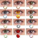 Daiiibabyyy  1 Pair Colorcon sharingan itachi Contact Lens Transparent Fancy Vision Dragon Fresh Halloween Cos Eye Pink Lenses