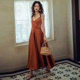 Daiiibabyyy Sexy Sling v-Neck Long Dress Summer A-Line Backless Back Cross Bow-knot Satin Women Party Club Bar Dress New