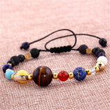 Daiiibabyyy Universe Galaxy Eight Planets Solar System Guardian Star Natural Stone Beads Bracelet Bangle  Adjustable For Women Men Unisex