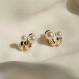 Daiiibabyyy Gold Color Light Luxury Pearl Stud Earrings for Woman Jewelry Party Girl's Accessories Gift Dropshipping Wholesale