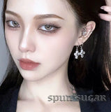 Daiiibabyyy Gothic Cubic Zirconia Cross Drop Dangle Hoop Earrings for Women Men Stainless Steel Hiphop Punk Cool Hoop Earrings Jewelry Gift