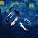 Daiiibabyyy  New Couple Rings Starry Night Van Gogh Never Fade Couple Rings Sun Moon Women Man Lovers Romantic Promise Art Ring