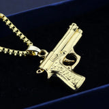 DAIIIBABYYY  -  Wholesale Fashion Mens Boys Necklaces Hand Pistol Gun Pendant Necklace Men Biker Black Gold-color Hip Hop Colar Jewelry