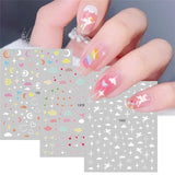 Daiiibabyyy 1PC Love Heart Stars Moon Clouds 3D Nail Sticker Colorful Transfer Decals Slider for Nails Decoration Manicures Nail Sticker