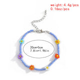 DAIIIBABYYY  -  Kpop Flower Anklet Bracelet Women  Fashion Colorful Seed Beads Chain Charm Bracelet On The Leg Boho Jewelry
