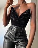 Daiiibabyyy Leather Pants Pocket Sexy Slim Hips Pu Women Straight Leg Pants With Zipper And Button New Fashion