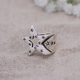 Daiiibabyyy  New Arrival Trendy Star Shiny Crystal Thai Silver Ladies Engagement Ring Wholesale Jewelry Cheap Women Never Fade