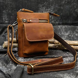 DAIIIBABYYY  -  Crazy Horse Leather Waist Belt Bag Multifunction Casual Daily wait pack Small Messenger Shoulder Bag mini Designer Phone Pouch