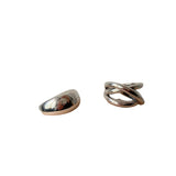 Daiiibabyyy 925 Sterling Silver Irregular Water Droplets Cross Ring Female Simple Retro Style Handmade Jewelry