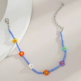 DAIIIBABYYY  -  Kpop Flower Anklet Bracelet Women  Fashion Colorful Seed Beads Chain Charm Bracelet On The Leg Boho Jewelry