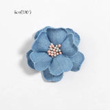 Daiiibabyyy 6Pcs  Headmade Flowers Boutique For Headbands Denim Fabric Flower For Baby Girls Hair Accessories