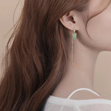 Daiiibabyyy Hetian Jade Ear Line Transfer Safe Buckle Chinese Style Earrings Female Summer Temperament Ancient Style Net Red Dropship
