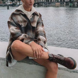 Daiiibabyyy  plaid jacket women colorblock streewear women jacket long sleeve shirt style thin jacket coat winter clothes women