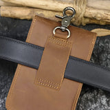 DAIIIBABYYY  -  Real Leather men Casual Small Waist Bag Cowhide Fashion Hook Bag Waist Belt Pack Cigarette Case 5.5" Phone Pouch