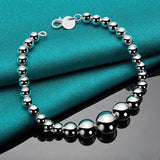 Daiiibabyyy 925 Sterling Silver Smooth Bead Ball Chain Bracelet For Women Fashion Charm Wedding Engagement Jewelry Wholesale