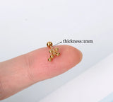 DAIIIBABYYY  -  1pcs New Style Stainless Steel Ear Piercing Cz Stud Earrings Snake Moon Round Ball Arc Cartilage Helix Conch Screw Back Earring