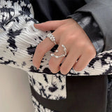 Daiiibabyyy 925 Sterling Silver Irregular Texture Twist Ring Female Simple Unique Design Sense Smooth Trend Fashion Party Couple