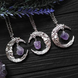 DAIIIBABYYY  -  New Purple Crystal Moon Necklace Crescent Moon Jewelry Gothic Stone Pendant Witch Statement Retro Rock Classics Charm Women Gift