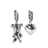Daiiibabyyy Women Prevent Allergy Silver Color Hoop Earrings Vintage Accessories Little Bear LOVE Heart Asymmetric Party Jewelry