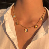 DAIIIBABYYY   -  Bohemian Cute Butterfly Choker Multilayer Necklace for Women Gold Silver Color Clavicle Chain Vintage Statement Chic Jewelry