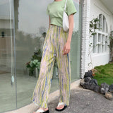 DAIIIBABYYY  -   Origami Green Pleated Pants Korean Fashion Bottoms High Waist Loose Colorful Wide Leg Pant Cyber Y2k Trousers Women